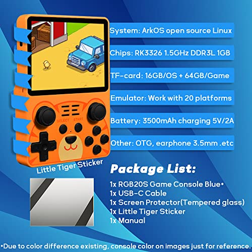 Rgb20S Handheld Game Console 3.5 Inch Retro Games Consoles Classic Emulator Hand-Held Gaming Console Preinstalled Hand Held Video Games System 64Gb Yellow #TOP6