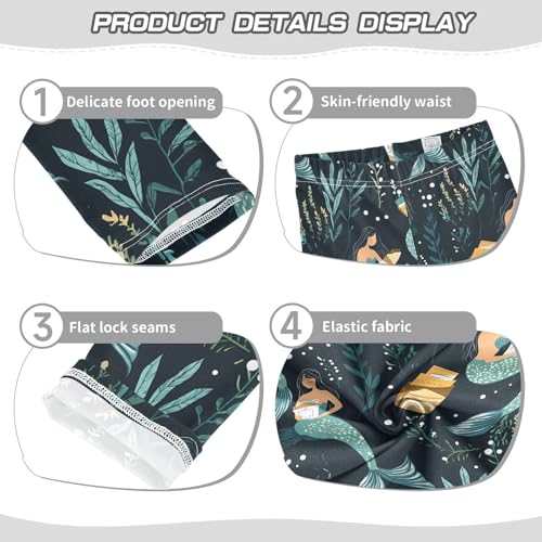 ALAZA Girls' Leggings Children's Yoga Pants Skinny Printed Dance Mermaid Reading Comfortable 4T2