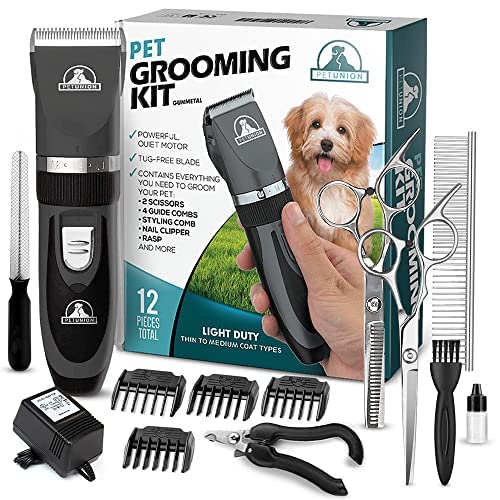 Pet Union Professional Grooming Kit - Rechargeable, Cordless Pet Grooming Clippers & Accessories, Low Noise, Suitable for Dogs, Cats and Other Pets (Grey) - Image 7