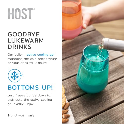 Image of Host Freeze XL Wine Cooling Cups for Gifts for Mom, Birthday Gifts for Women, Double Wall Insulated Plastic Wine Glasses for Red and White Wines, Freezable Plastic Tumblers, 12 oz, Set of 4, Assorted