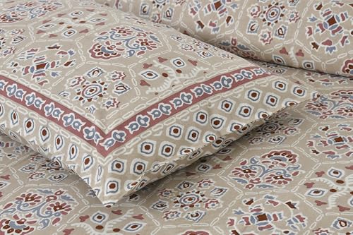 Image of King Size Cotton Bedsheet with 2 Pillow Covers - Soft, Breathable & Durable | Elegant Printed Bed Sheet Set for Bed - All-Season Use,TC-300 (100 * 108 INCH) (Sage Green)
