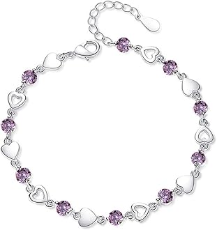 925 Sterling Silver Bracelets for Women Teens, Love Heart Charm Chain Bracelet Bangle Fashion Jewelry Gifts