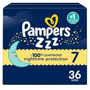 Pampers ZZZ Pañales Nocturnos, Talla 7 (41+ libras), 36 Unidades, Protección Nocturna Pañales Desechables para Bebé, Protección Nocturna contra Fugas y de la Piel