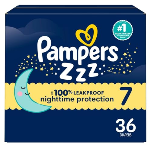 Pampers ZZZ Overnight Diapers, Size 7 (41+ lbs), 36 Count, Nighttime Protection Disposable Baby Diaper, Night Time Leak and Skin Protection by Pampers - Used condition - US$28.47