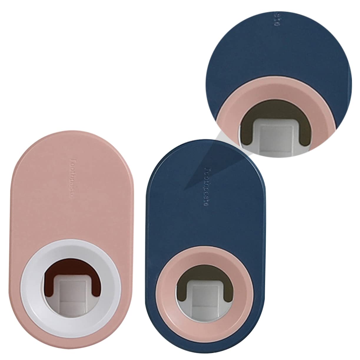 WOONEKY 2pcs Wall-Mounted Toothpaste Dispenser Hands- Holder No-Punch Squeeze- Space-Saving