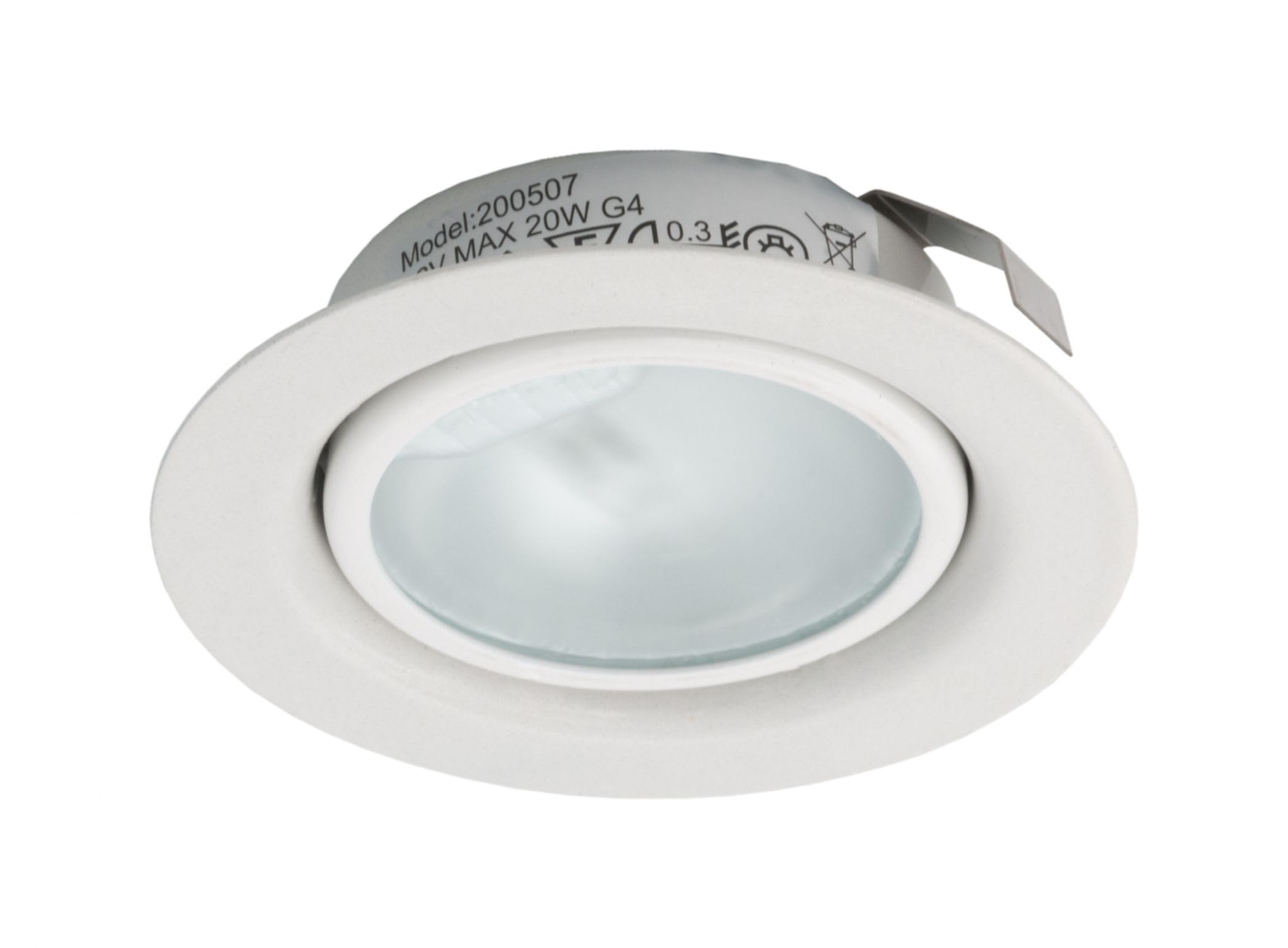 Leyton Lighting12v, 20w, Halogen Recessed Cabinet Light, White, LMLVW01, Low Voltage (Transformer Required)