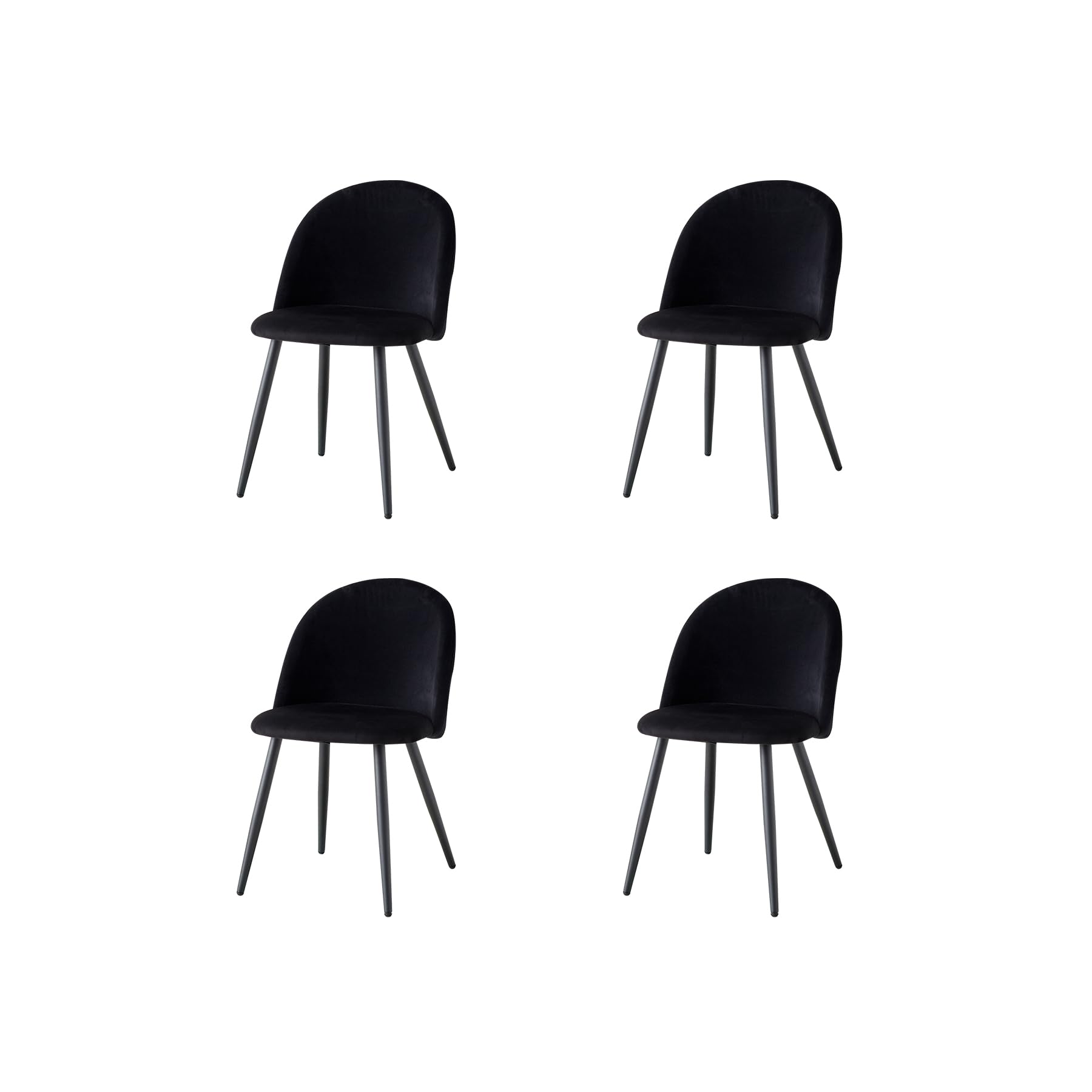 GrandCA HOME Juego de 4 Sillas de Comedor De Terciopelo, Sillas de Cocina con Cojín de Asiento de Terciopelo Suave, Sillas de Comedor Laterales Tapizadas para Sala de Estar, Negro