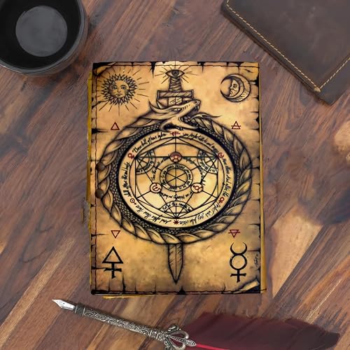 Image of CRAFT JUNKY Vintage Leather Journal Diary for Women and Men Travel Diary Notebook for Writing Deckle Edge Paper (COMPASS UV, A5 17.78 X 12. 7 CM (A5))