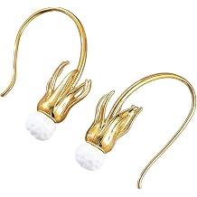 Artistic Lotus Pod Design Golden Color Dangle Earrings, for Women Party Everyday Ear Jewelry Statement Gift
