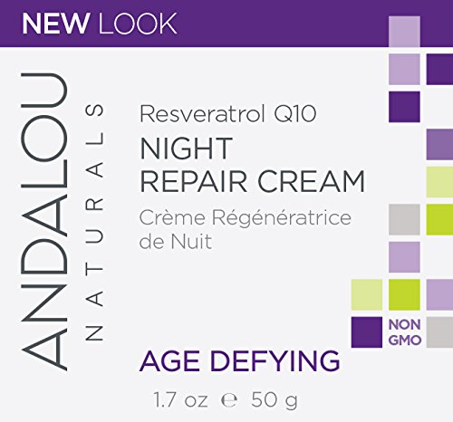 Andalou-Naturals-Resveratrol-Q10-Night-Repair-Cream-For-Dry-Skin-Fine-Lines-Wrinkles-For-Softer-Smoother-Younger-Looking-Skin-17-Ounce Andalou Naturals Resveratrol Q10 Night Repair Cream, For Dry Skin, Fine Lines & Wrinkles, For Softer, Smoother, Younger Looking Skin, 1.7 Ounce
