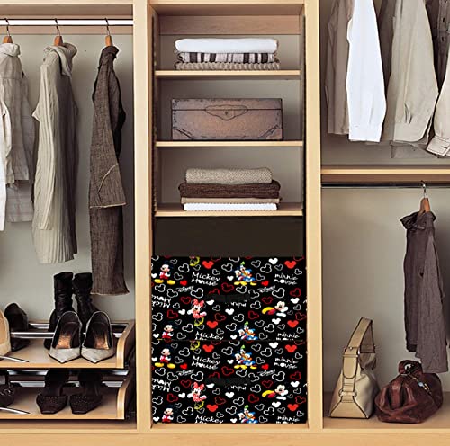 Image of Kuber Industries Disney Mickey Print Foldable Drawer Storage Unit|Non Woven Storage Box For Clothes|Storage Organizer for Toys, Books, Baby Clothes|Pack of 4 (Black)