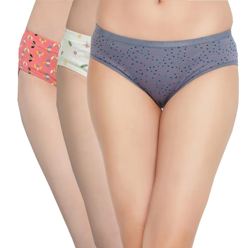 Women's/Girl'sMid Rise Smooth Stretch Women Hipster Panties Girls Briefs (Pack of 3) | S - 4XL Size | 3 Multi Print Panty-image-47
