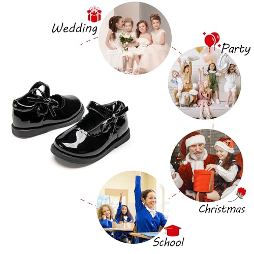 Image of PHIRAMIN Toddler Girl Mary Jane Student Oxford Shoes-Little Girl School Uniform Shoes for Wedding Party