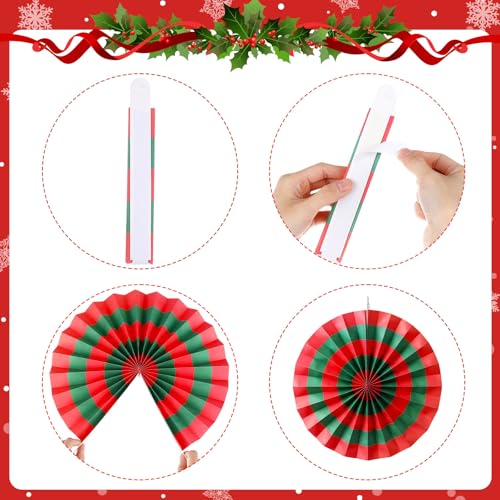 Image of Outus 27 Pcs Christmas Hanging Decorations Candy Paper Fans Peppermint
