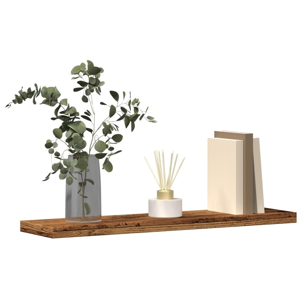 Estantería de pared, 4 unidades, aspecto de madera envejecida, 40 x 10 x 1,5 cm, para salón, dormitorio, oficina, pasillo, con espacio de almacenamiento y función de almacenamiento