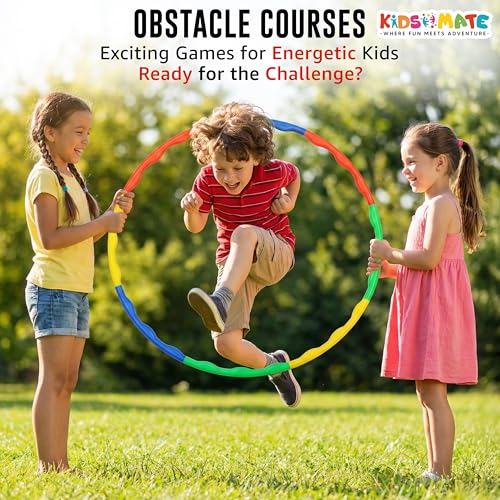 Image of Kidsmate Adjustable Hula Hoop for Kids & Adults | Lightweight Detachable 8-Piece Interlocking Ring for Fitness, Balance & Coordination | Fun Exercise Toy, Indoor & Outdoor Play - Multicolor