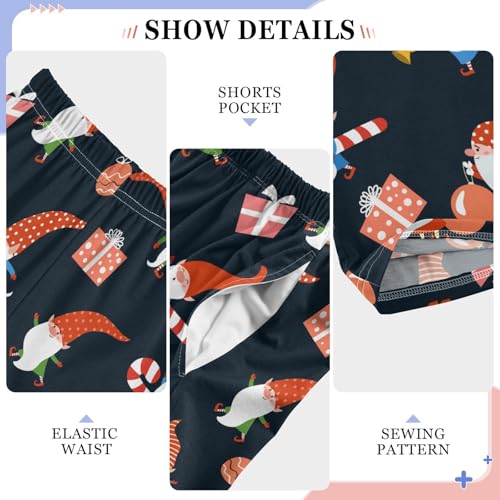 Xmas Gnome Candy Cane Boys Long Pants Soft Trousers Elastic Waist Kids Lounge Bottoms with Pockets S-XL4