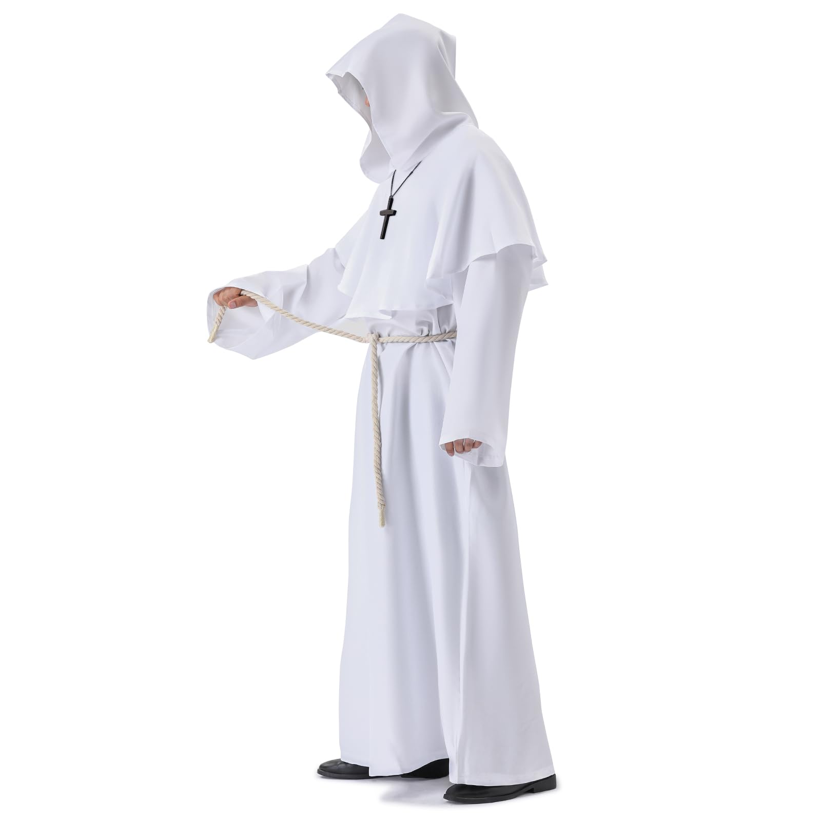Myir JUN Costume da Monaco Sacerdote Accappatoio Frate Medieval Rinascimentale Saio Ideale per Halloween Carnevale