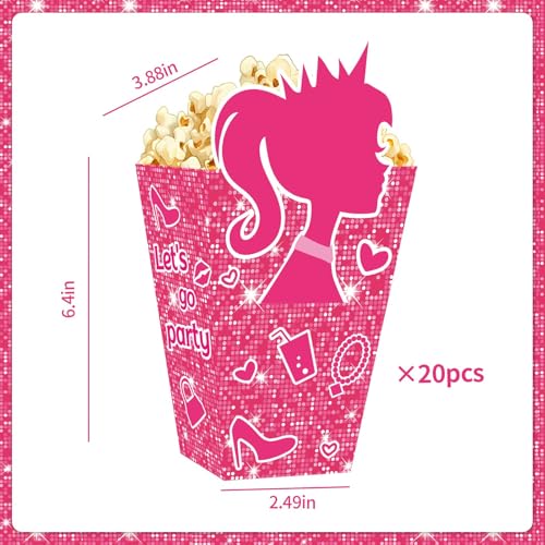 Image of Zliisang Pink Princess Popcorn Boxes 20pcs Princess Birthday Decorations Snack Treat Boxes for Kids Boys Girls Birthday Party Supplies Baby Shower Decorations