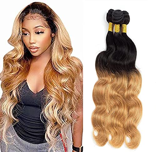 1B 27 Hair Bundles Body Wave Ombre Hair 3 Bundle Brazilian Remy Hair Weave Wet And Wavy Hair Bundles Tow Tone 3 Bundles 16 18 20 Inch