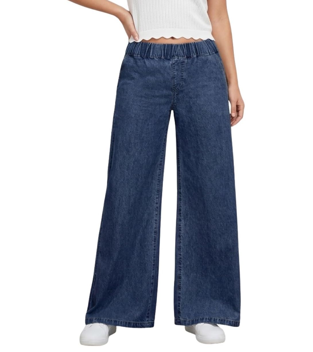 Girls Cotton Fabric High Waist Wide Leg Baggy Fit Full Length Jeans - Review, Price and Buying Guide