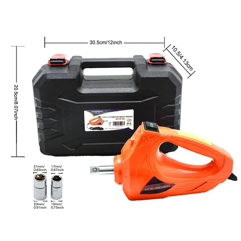 Clé à Choc 2 en 1 12V 80W, Boulonneuse à Choc Électrique 350N.m, Visseuse à Choc Vitesse à Vide 10500 Tr/min, Outil Multifonction avec Accessoires Complets