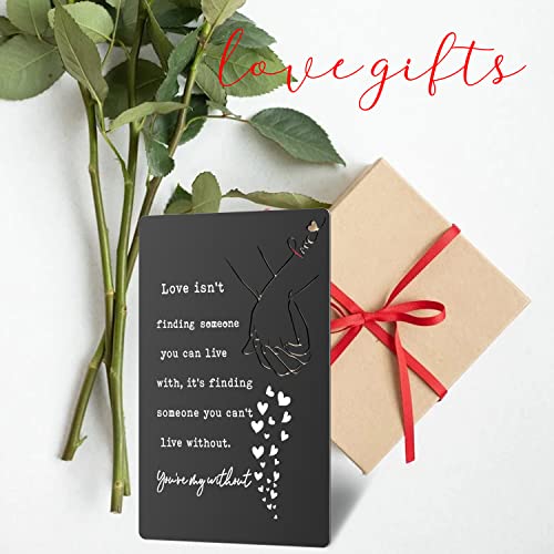 Anniversary Wallet Card Gift for Him Husband Hubby Boyfriend Anniversary Stainless Steel Card Insert for Groom Fiance Wedding for Birthday Christmas From Wife Girlfriend Love Note (Black) XCD12