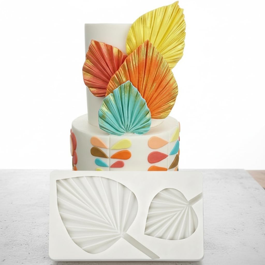 MoldBerry Palm Leaf Silicone Fondant Mould | Leaf Garnishing Sheet for Cake Decoration | Chocolate, Gum Paste, Sugar Craft Embossing Mold | 11.3 x 19.5 cm | White | Pack of 1