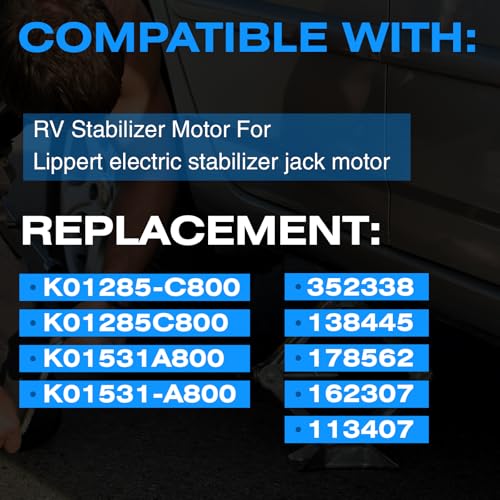 RV Electric Stabilizer Jack Motor 352338 Compatible with Lippert Power System for Travel Trailers Replace K01531-A800 K01285-C800