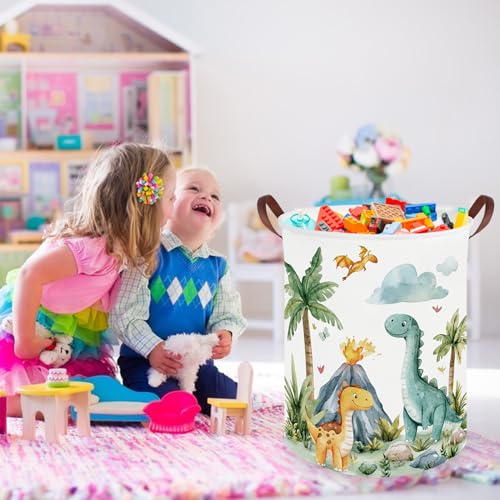 Image of Dinosaurs Baby Laundry Hamper,Collapsible canvas laundry basket,Dinosaur Baskets for Boys,Dragon dirty clothes basket,Baby Room decor(Roaring dinosaur)
