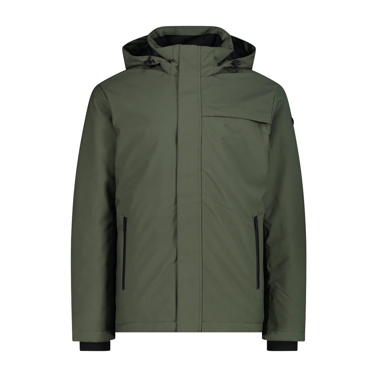 CMP - Man Long Jacket Snaps Hood, Oil Green, 56