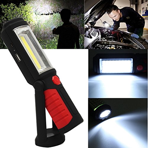 Preisvergleich Produktbild CALALEIE COB LED Magnetständer Übergabe Schwenkhaken Licht Inspektion wiederaufladbare Taschenlampe Außenleuchte Zubehör (Color : Red)