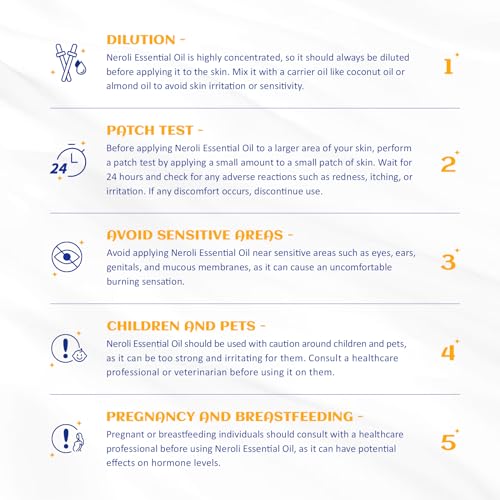 Image of HIQILI Neroli Essential Oil 3.38 Fl Oz, Pure Natural Neroli Oil for Skin, Diffuser, Includes 10ML Travel Bottle - 100ML