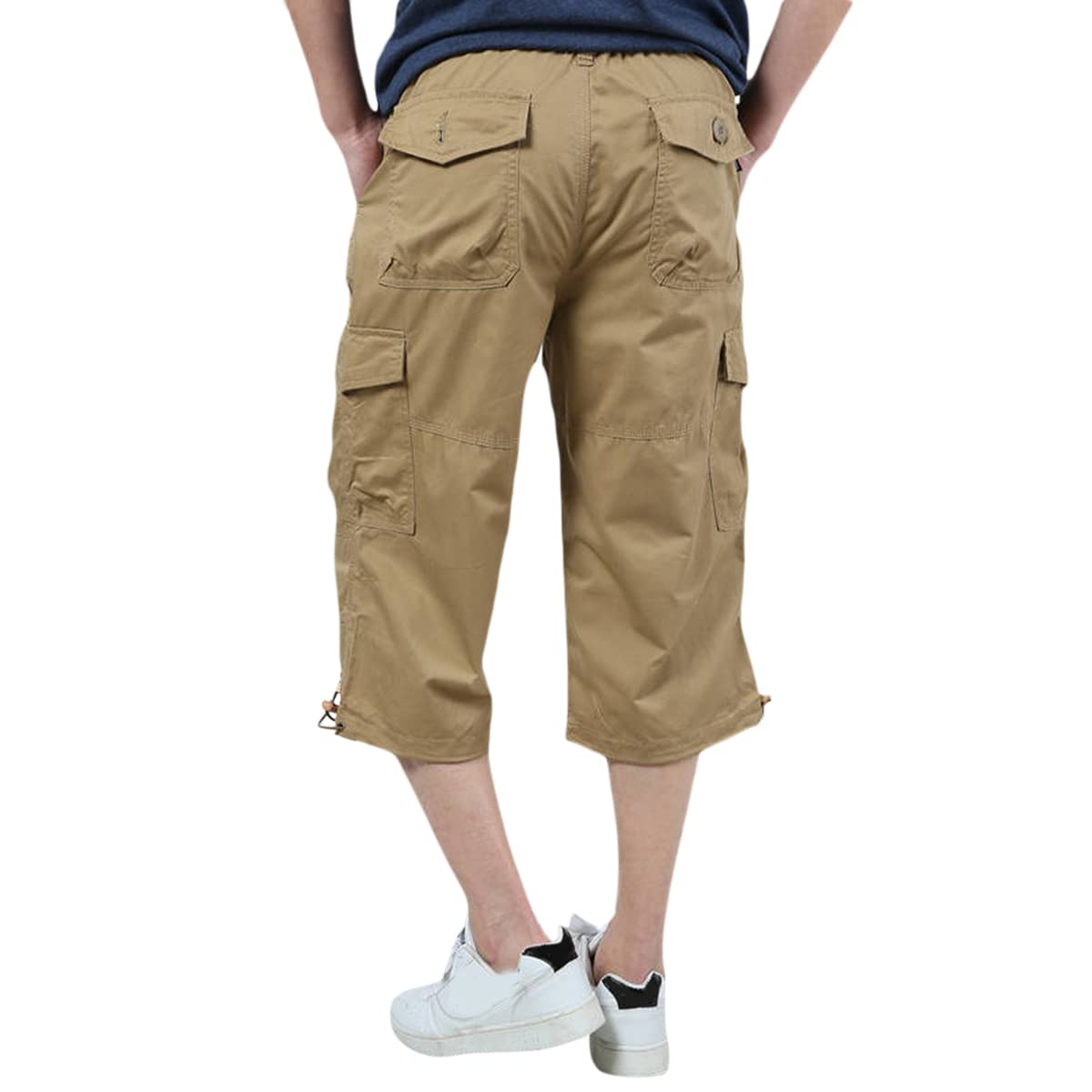 Allthemen Pantaloni Cargo Estivi 3/4 da Uomo Pants da Lavoro Casual in Cotone con Multitasche Pantaloncini per Il Tempo Libero Sport