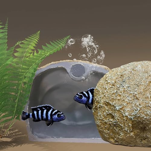 Image of Magnetic Aquarium Cave Fish Tank Hideout Cave for Small Fish Breeding, Shrimp Nest, Betta Fish Tank Ornaments Resin Aquarium Decorations