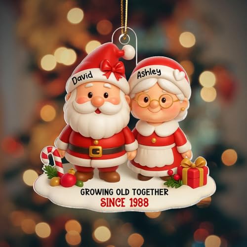 Personalized Santa Couple Acrylic Ornament – Celebrate Love with Custom Keepsake for Couples, Anniversary, and Christmas - Image 4
