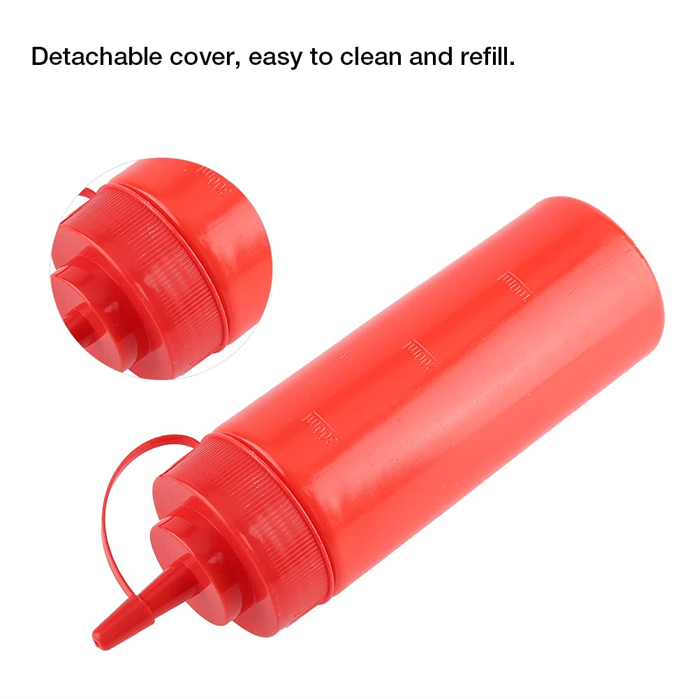 Omabeta 340 ML 10 Pièces/Ensemble Distributeur de Condiments en Plastique Condiment Bouteille à Presser pour Sauce à l'huile Crème Vinaigre Huile Ketchup Plaque Chauffante(Rouge)