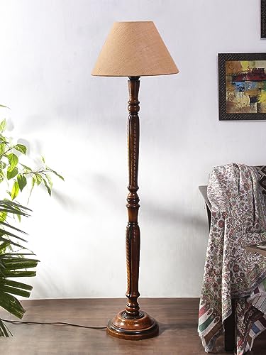 Image of Devansh Beige Jute Conical Wooden Floor lamp -23