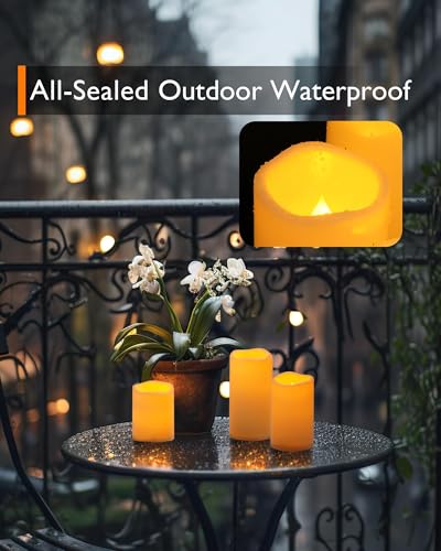 AMAGIC Outdoor Wasserdicht Flammenlose Kerzen mit Fernbedienung, 3er-Set – Ansicht 5