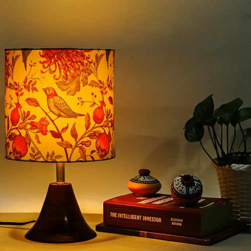 Image of Lexton Birds Printed Shades Wooden Base Table Lamp for Bedroom, Bedside Table Lamp for Living Room, Home Decor Items to give Decent Look in Your House - (Pack of 1)