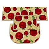 Wolala Home 3 Piece Sets Rubber Backing Non-Slip Red Apple Kitchen Rug and Carpet Machine Washable D-Shape Doormat Bathroom Foot Pads Thin (3pcs Sets, Multi)