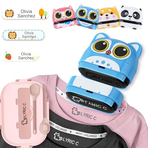 SUPHELPU Name Stamp for Clothing Kids Waterproof Double Sided (White + Blacke Ink) Name Labels Stamp for Clothes Permanent Personalized Stamp for Daycare Preschool School Supplies Plastic Fabric