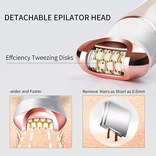 Woman Shaver, Epilator for Women, 4 in 1 Cordless Wet & Dry Electric Hair Removal, Epilator, Face Exfoliation Brush and Body Massager for Face Leg Armpit Arm Bikini Line Body Waterproof - Thumbnail 4