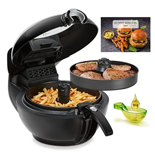 Tefal Freidora de aire caliente YV9708 ActiFry Genius XL 2 en 1 | 1500 vatios | capacidad: 1,7 kg | 9 programas automáticos | tecnología 2 en 1 | negro