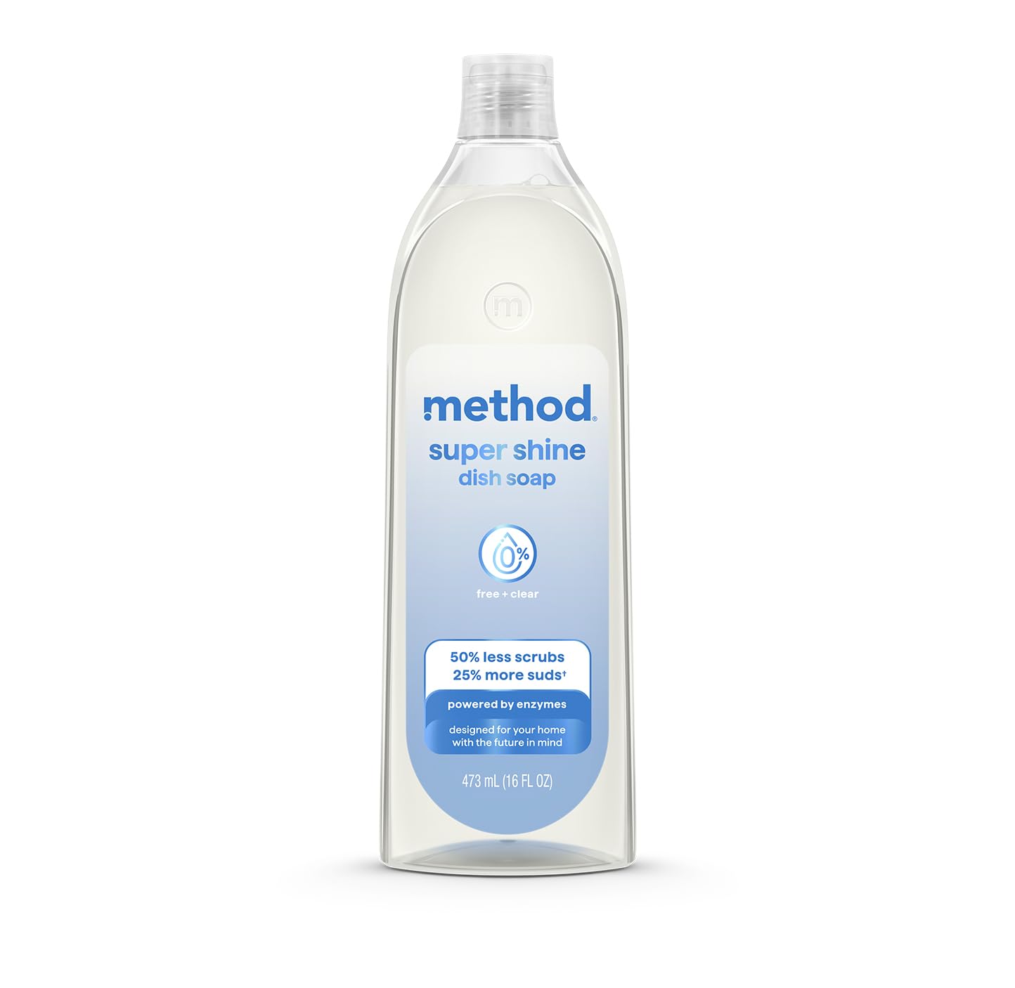 method Super Shine Liquid Dish Soap, Free + Clear, Unscented, 16 fl oz