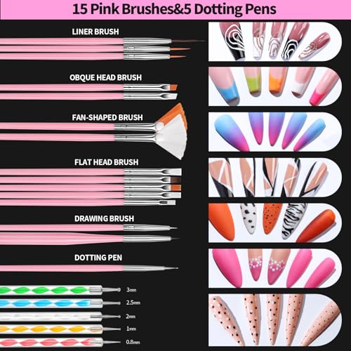 FANDAMEI Nail Art Kit, 54 Piezas con Esmaltes y Brochas miniatura 6