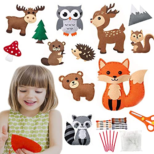 Waldtiere Nähset Kinder DIY Sewing Kit for Children Filz Bastelset Häkelset für Anfänger Mädchen Nähen lernen Kinder Kreativ Handarbeit Geschenke Woodland Animals Cover