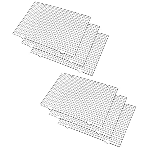 Haploon 6 Pcs Baking Racks Cooling Rack for Baking，Black Heavy-Duty Wire Cooking Rack Baking Racks for Roasting Cooking Grilling Drying Fits Small Toaster Oven, Dishwasher Safe （16 x 10 Inch） Cover
