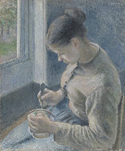 Affiche Pissarro Jeune paysanne prenant son café pour décoration salon chaleureuse 60x90