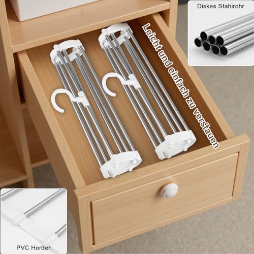 3 Stück Hosenbügel, 6 Etagen Edelstahl Kleiderbügel Hosen Platzsparend,Mehrfach Bügel Faltbare Kleiderbügel，Kleiderschrank Organizer für Aufhängen Von Hosen, Handtücher, Schals, Jeans, Krawatten